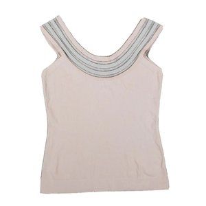 D. Exterior Women's XS Sleeveless Scoop Neck Knit Blush PINK Tank Top Metallic